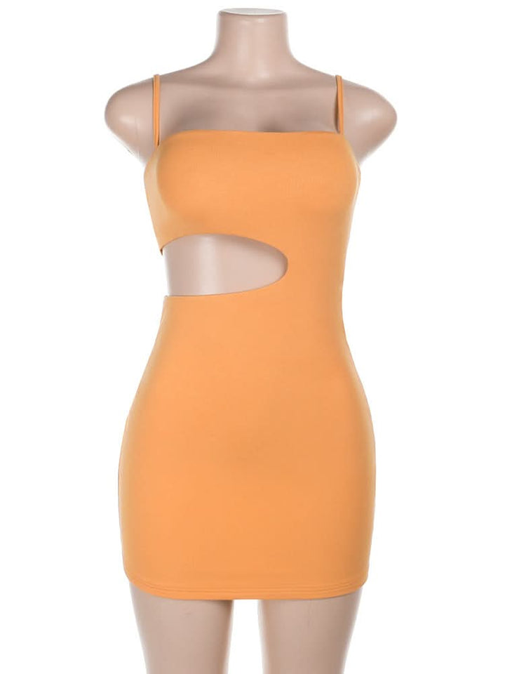 Square neck hollow out cami cut out mini dress  | Festival Outfits Women