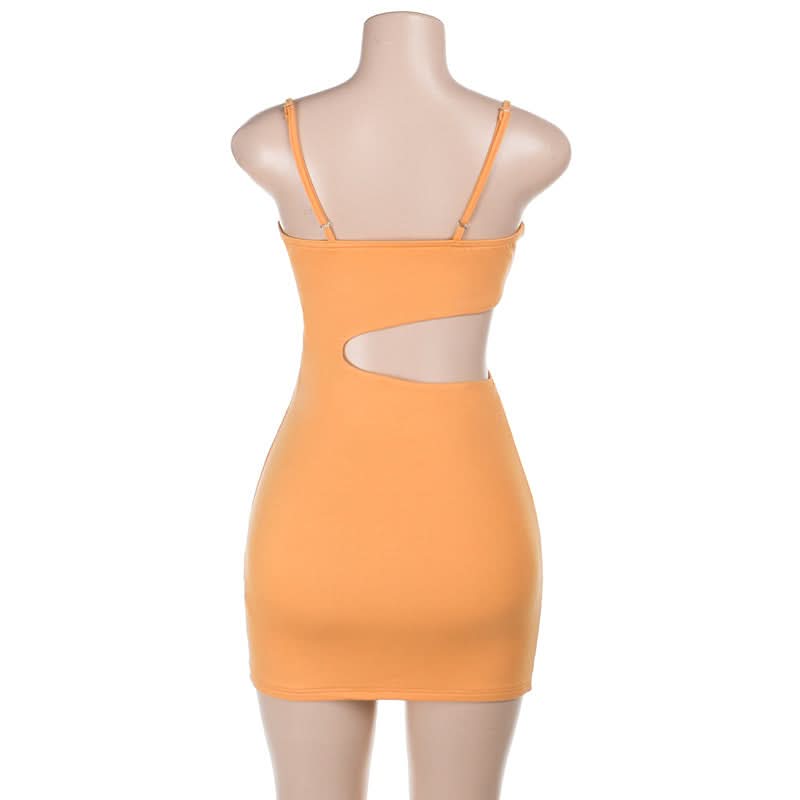 Square neck hollow out cami cut out mini dress  | Festival Outfits Women