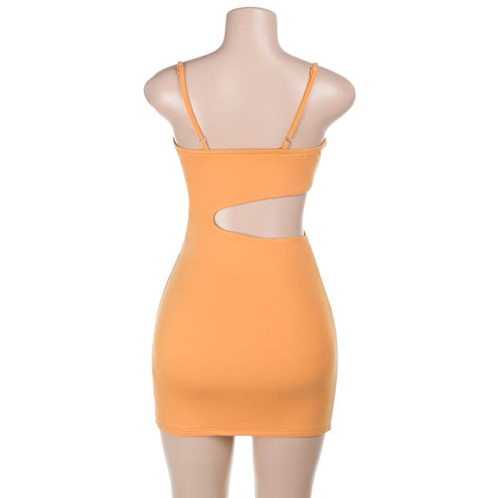 Square neck hollow out cami cut out mini dress  | Festival Outfits Women