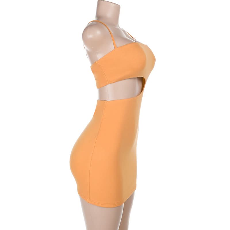 Square neck hollow out cami cut out mini dress  | Festival Outfits Women