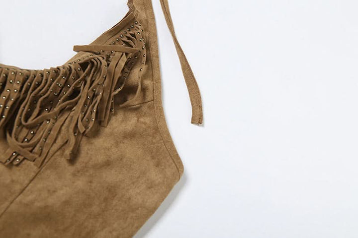 Halter tassels v neck button top  | Festival Outfits Women