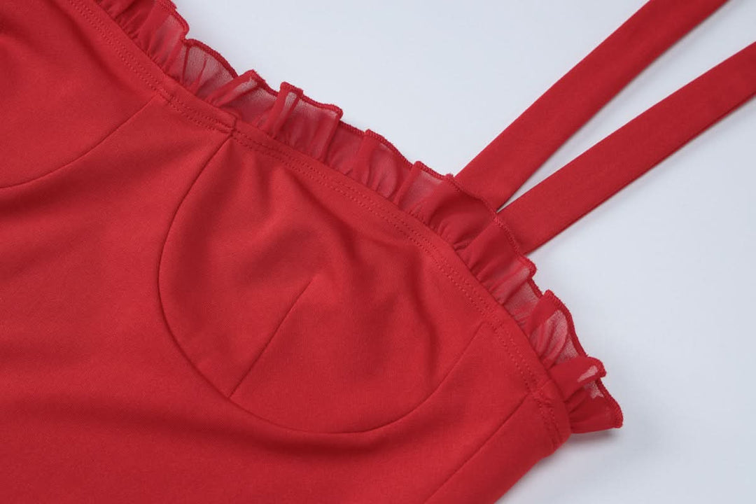 Ruffle solid self tie cami mini dress  | Festival Outfits Women