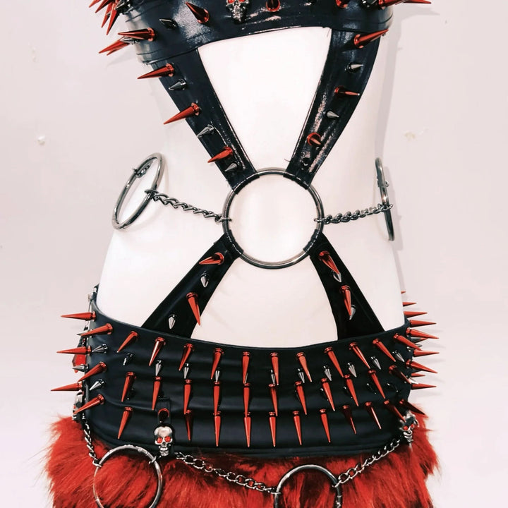 Rivet o ring hollow out fluffy cami mini skirt set  | Festival Outfits Women