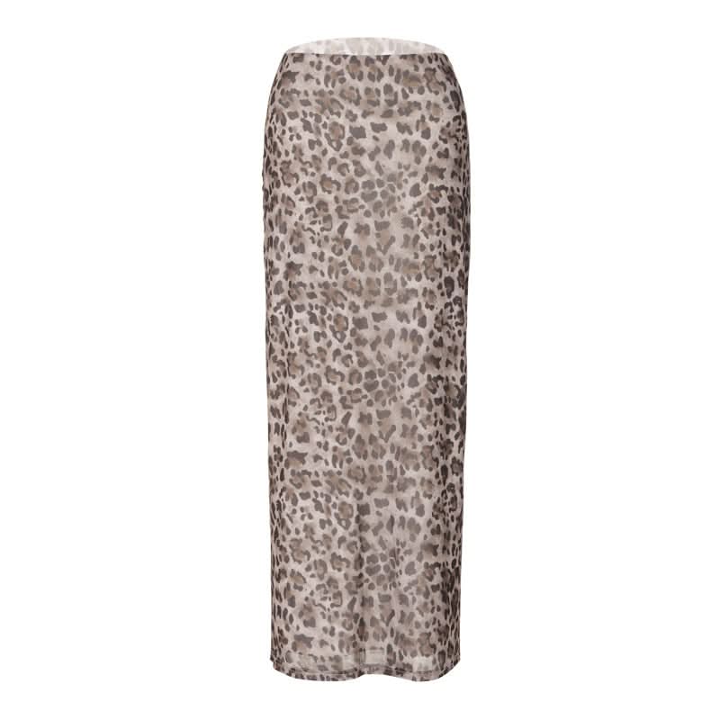 Leopard print mesh maxi skirt  | Festival Outfits Women