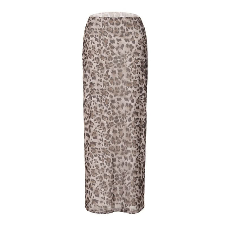 Leopard print mesh maxi skirt  | Festival Outfits Women