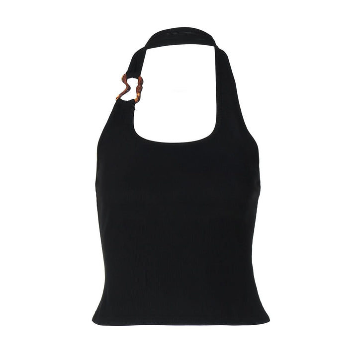 U neck metal applique backless top  | Festival Outfits Women