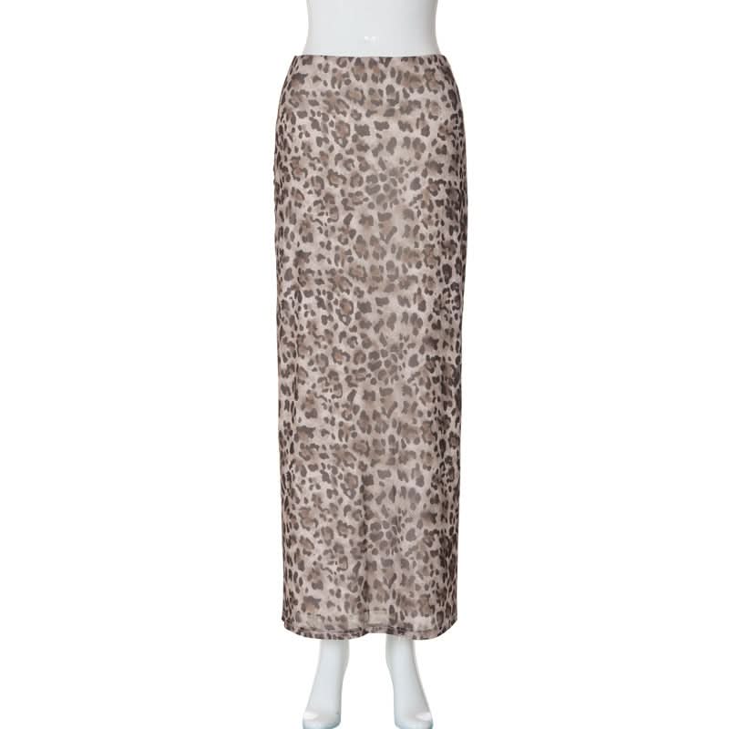 Leopard print mesh maxi skirt  | Festival Outfits Women