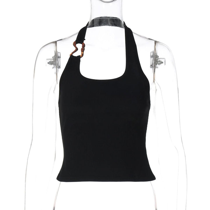 U neck metal applique backless top  | Festival Outfits Women