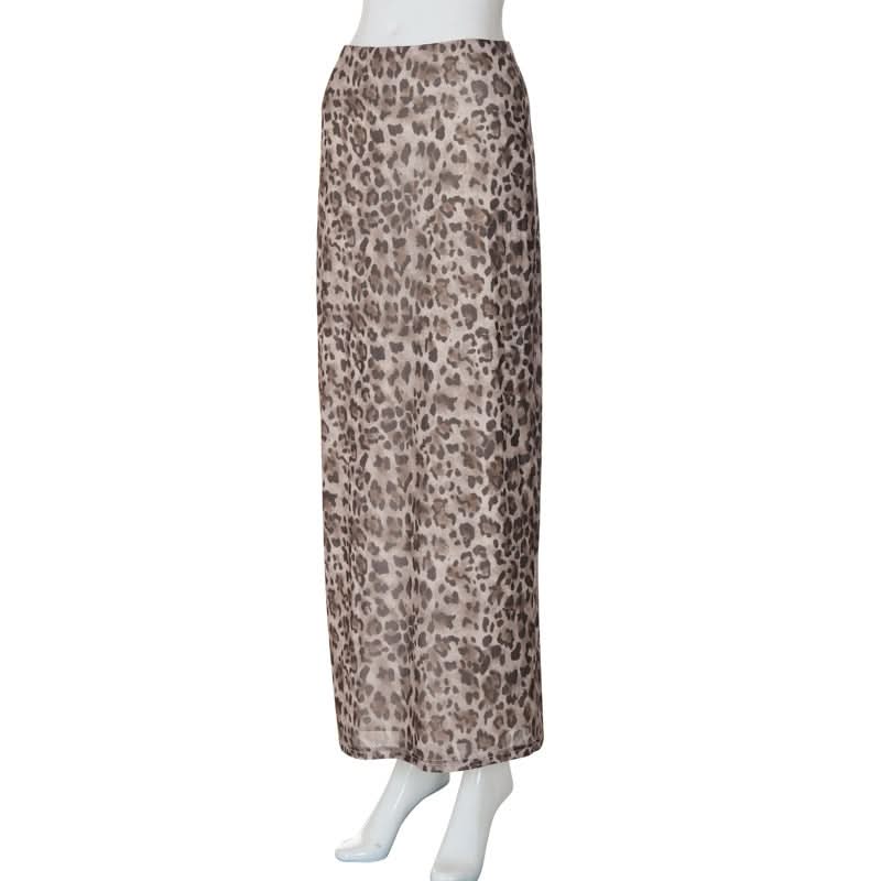 Leopard print mesh maxi skirt  | Festival Outfits Women