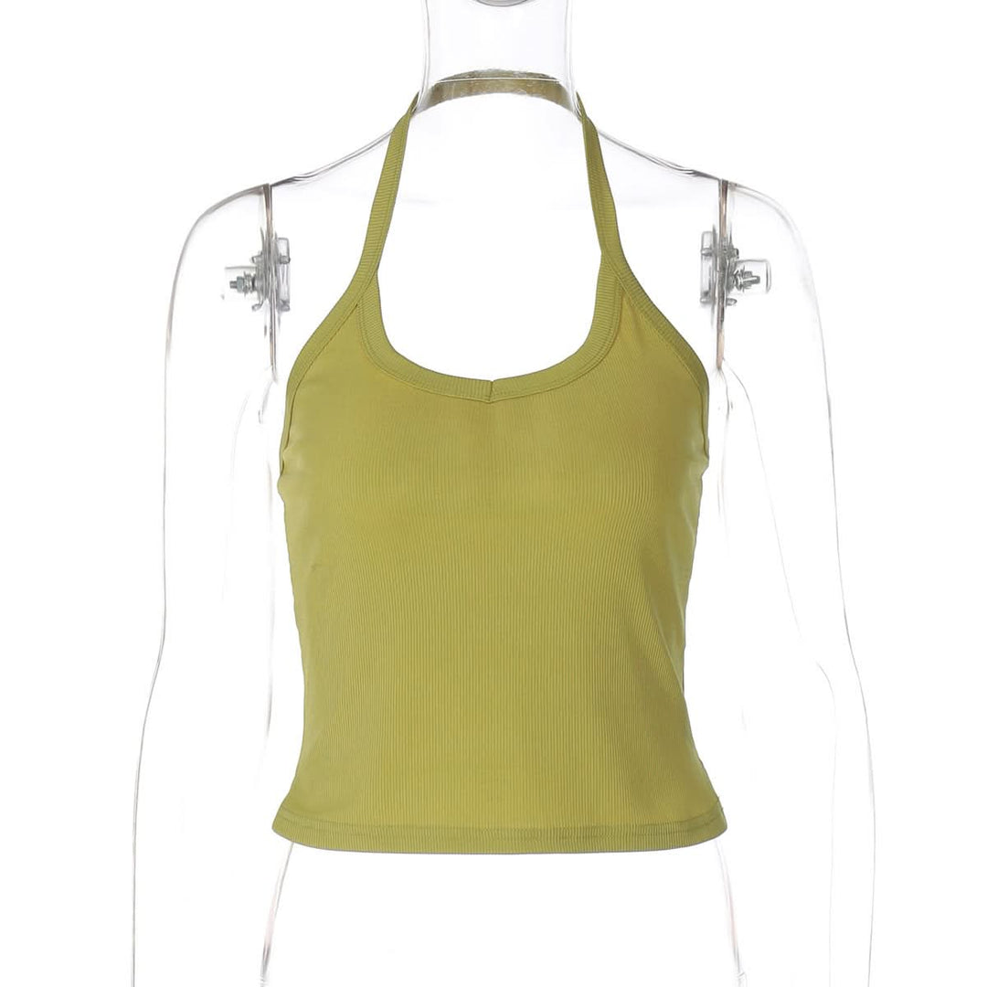 Halter backless u neck solid top  | Festival Outfits Women