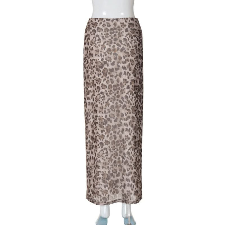 Leopard print mesh maxi skirt  | Festival Outfits Women