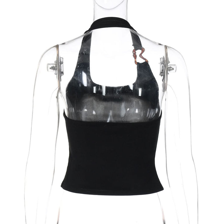 U neck metal applique backless top  | Festival Outfits Women