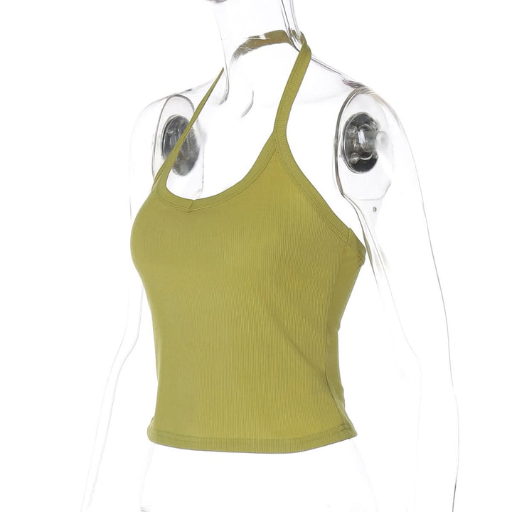 Halter backless u neck solid top  | Festival Outfits Women