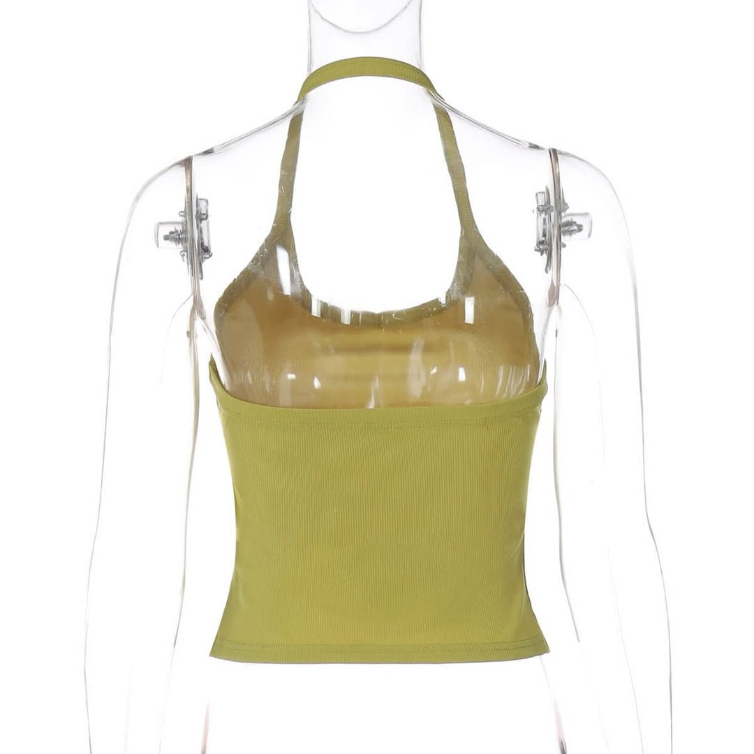 Halter backless u neck solid top  | Festival Outfits Women
