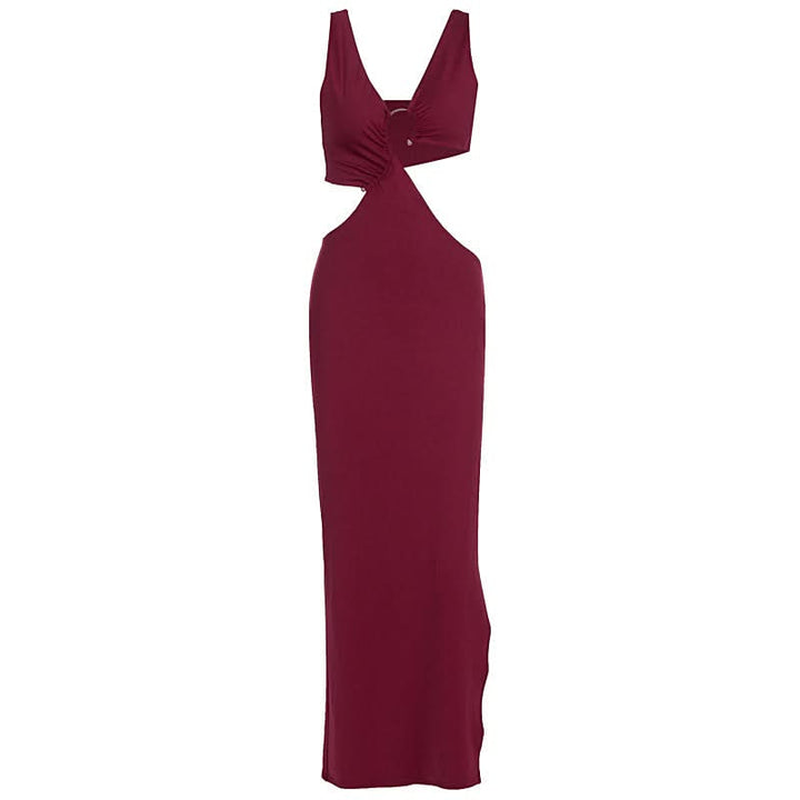 V neck hollow out o ring slit cut out maxi dress  | Festival Outfits Women
