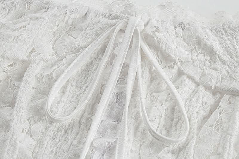 Long flared sleeve off shoulder lace self tie maxi dress  | Festival Outfits Women