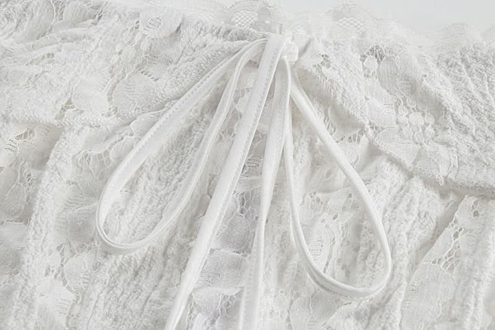 Long flared sleeve off shoulder lace self tie maxi dress  | Festival Outfits Women