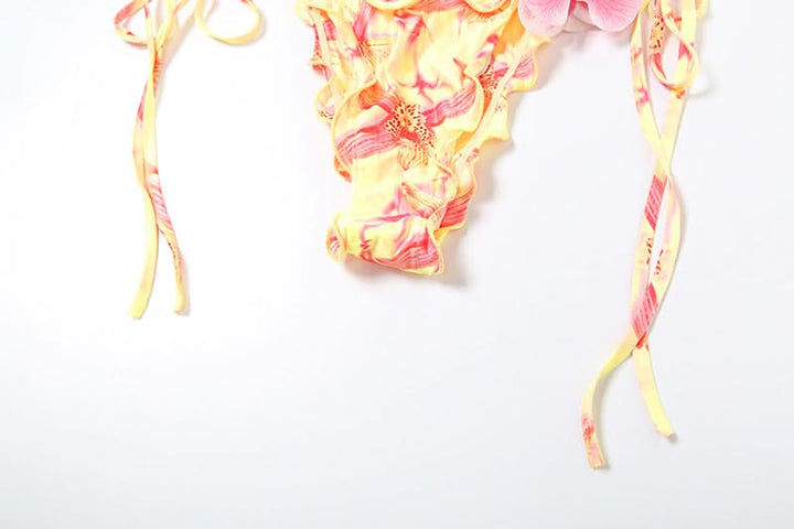 Halter self tie print flower applique pant set  | Festival Outfits Women-final-sale