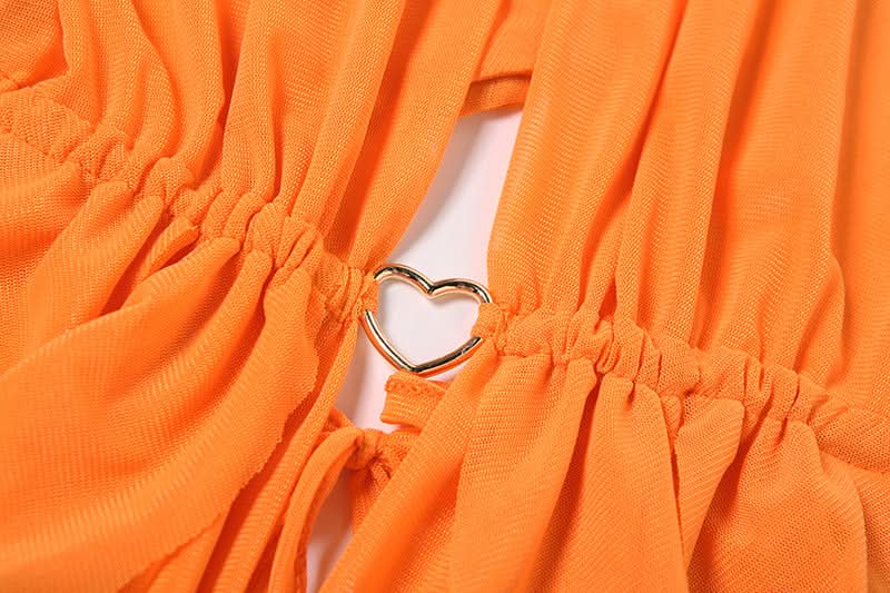 Hollow out ruched self tie halter cut out top  | Festival Outfits Women
