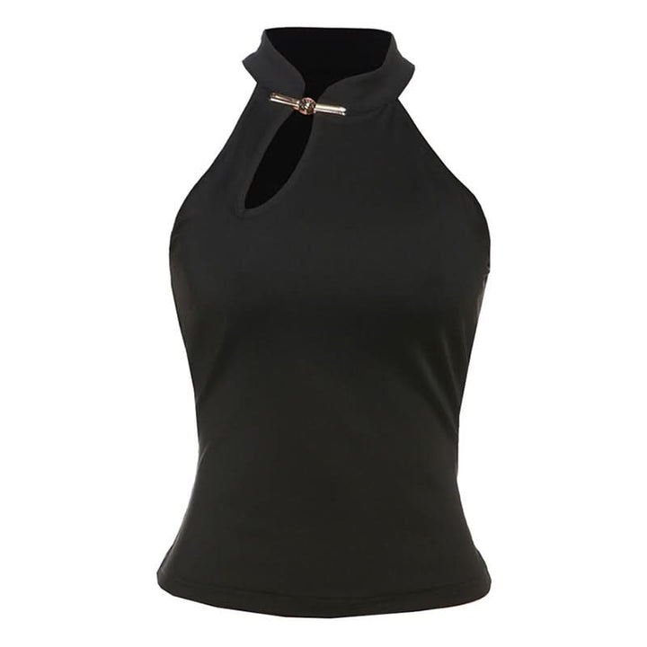 Irregular hollow out solid sleeveless cut out top  | Festival Outfits Women