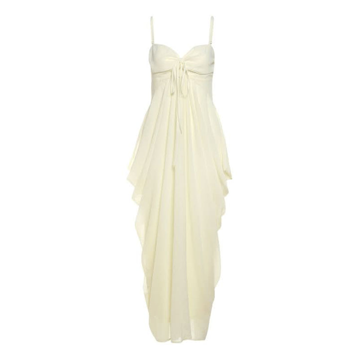 Ruched v neck hollow out cami cut out maxi dress  | Festival Outfits Women