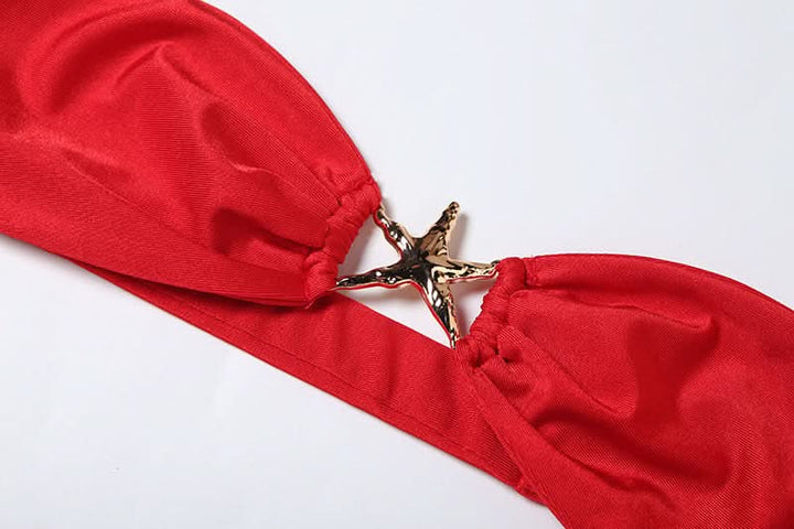 Ruched self tie irregular tube mini skirt set  | Festival Outfits Women