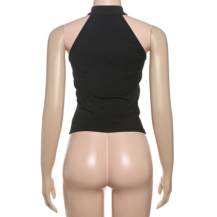 Irregular hollow out solid sleeveless cut out top  | Festival Outfits Women