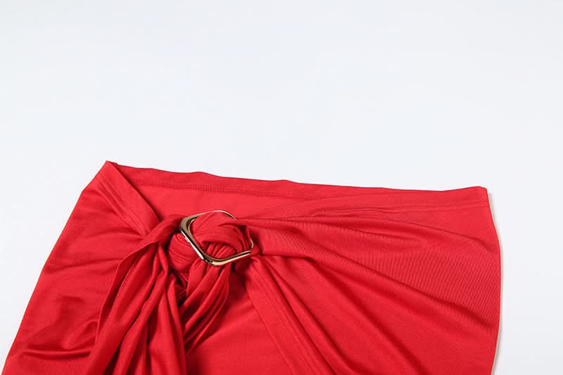 Ruched self tie irregular tube mini skirt set  | Festival Outfits Women