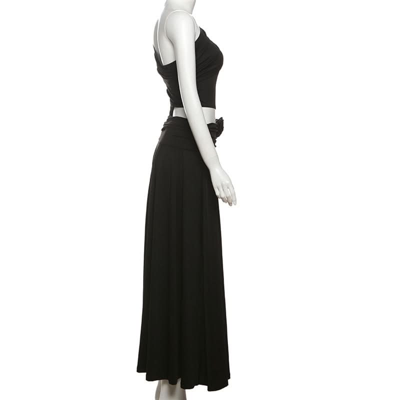 Irregular one shoulder flower applique maxi dress  | Festival Outfits Women