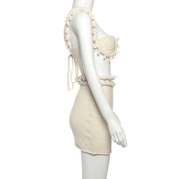 Knitted hollow out irregular zip-up cut out mini skirt  | Festival Outfits Women