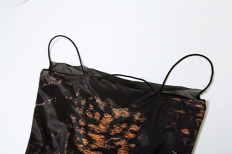 Leopard print lace up spaghetti strap maxi dress  | Festival Outfits Women-final-sale