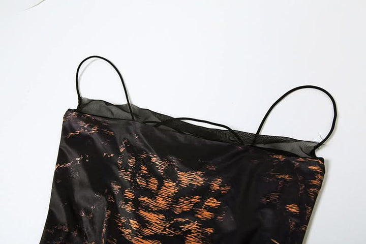 Leopard print lace up spaghetti strap maxi dress  | Festival Outfits Women-final-sale