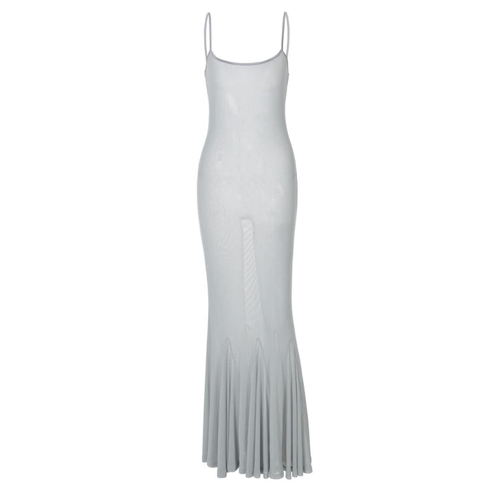 U neck backless solid cami midi dress  | Festival Outfits Women