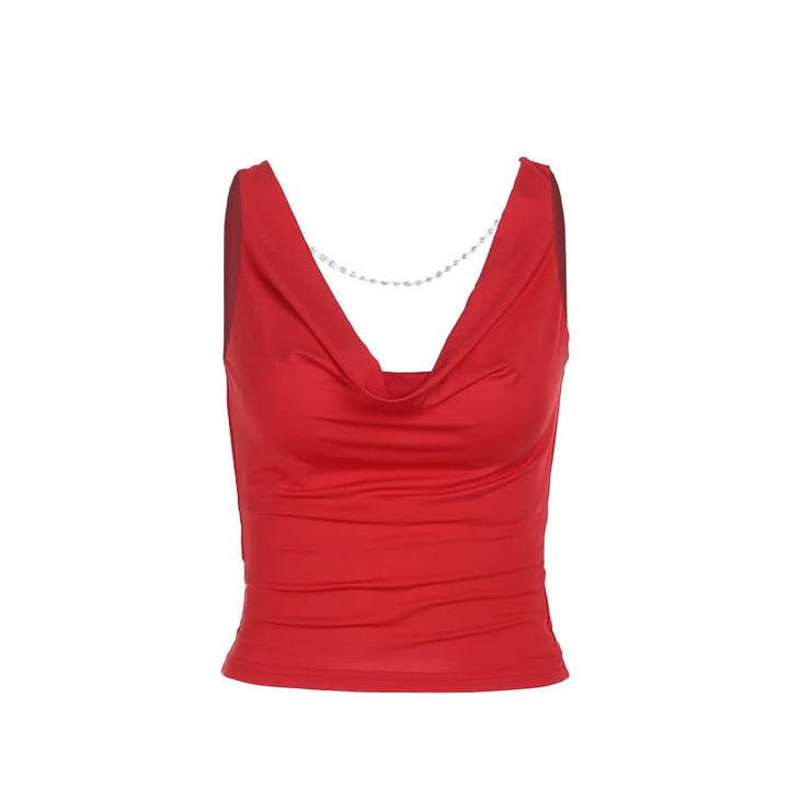 Cowl neck beaded backless solid top  | Festival Outfits Women