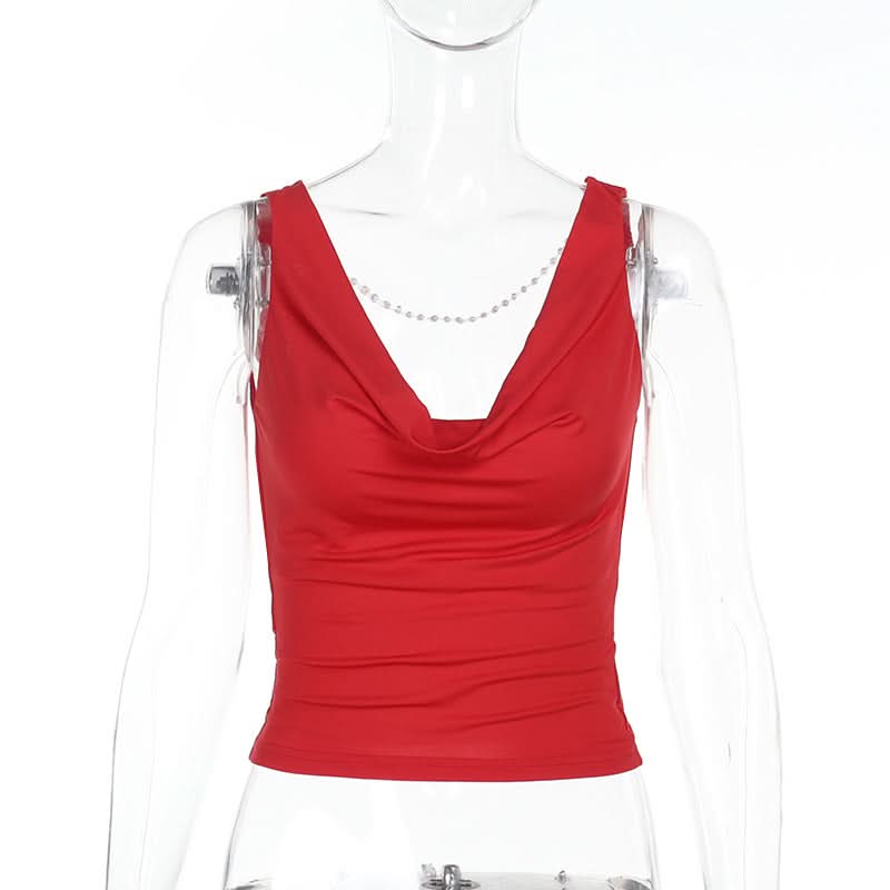 Cowl neck beaded backless solid top  | Festival Outfits Women