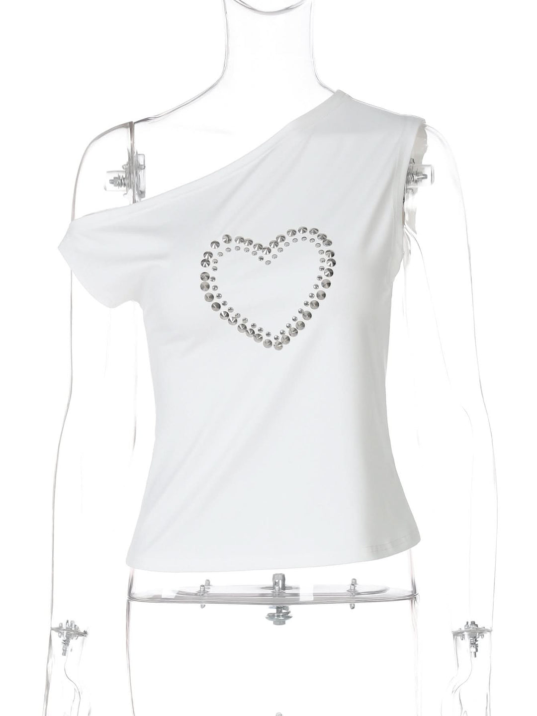 One shoulder irregular heart applique top  | Festival Outfits Women