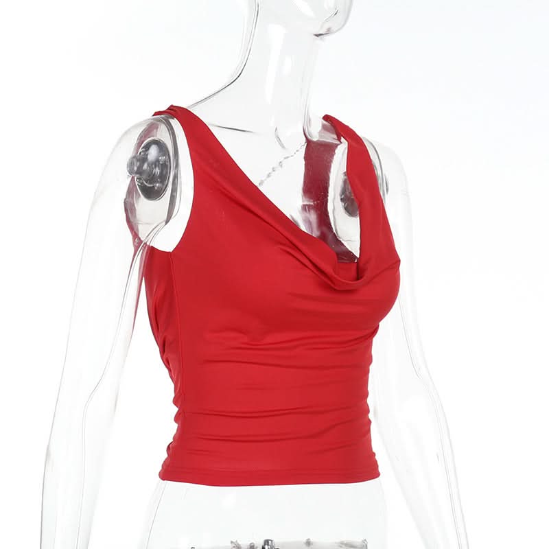 Cowl neck beaded backless solid top  | Festival Outfits Women