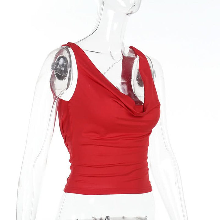 Cowl neck beaded backless solid top  | Festival Outfits Women