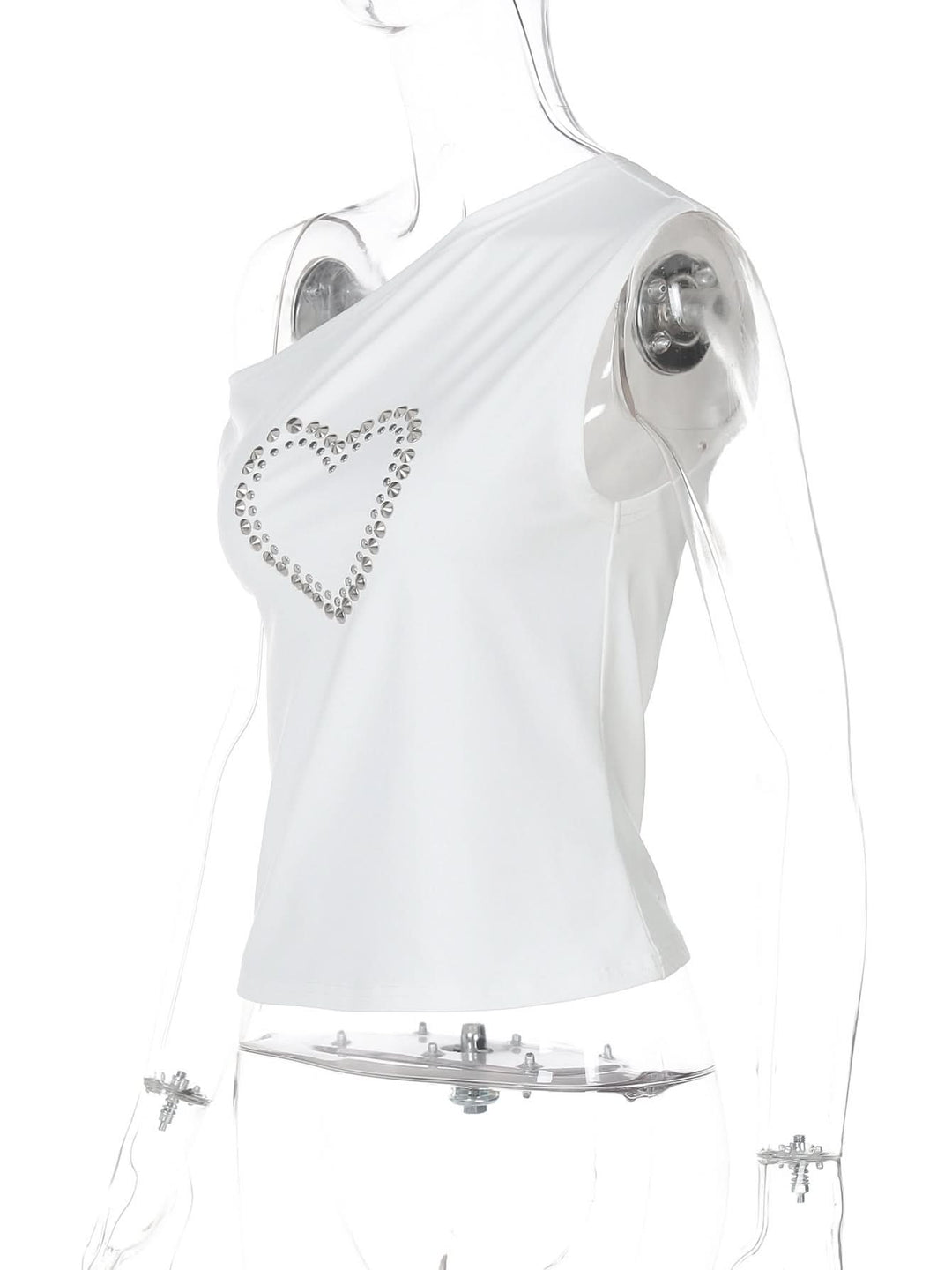 One shoulder irregular heart applique top  | Festival Outfits Women