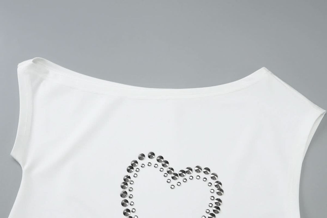 One shoulder irregular heart applique top  | Festival Outfits Women