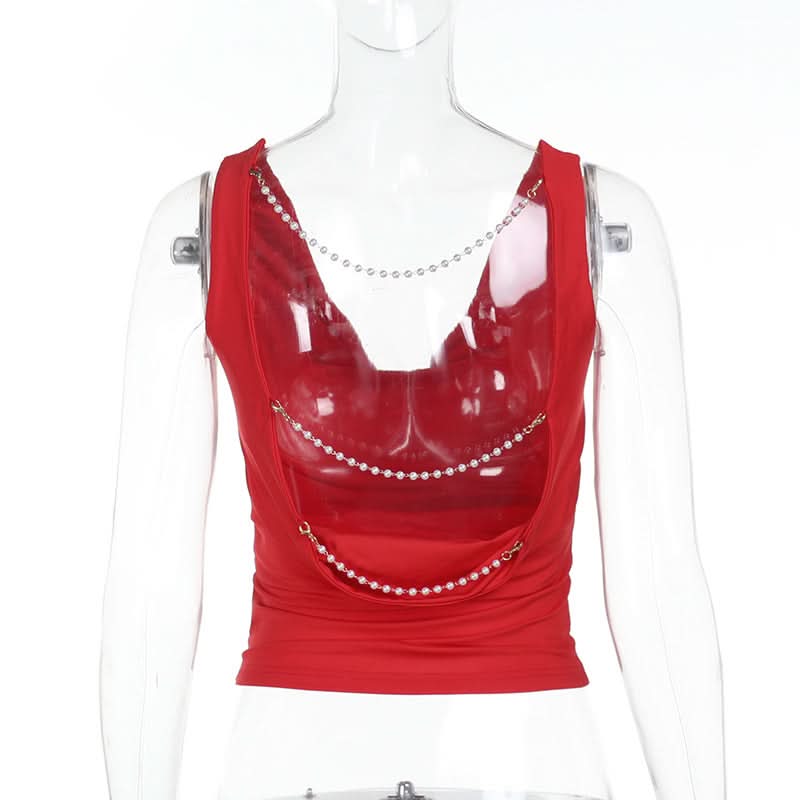 Cowl neck beaded backless solid top  | Festival Outfits Women