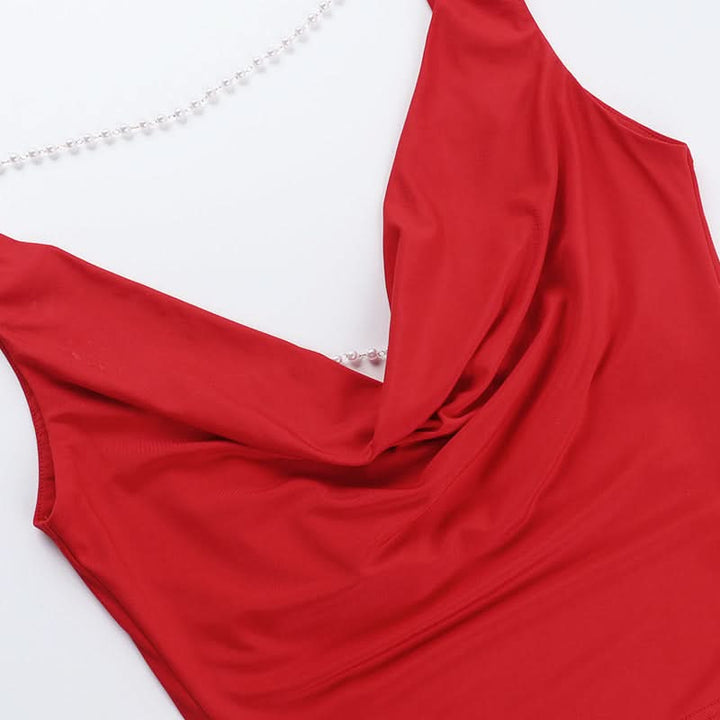 Cowl neck beaded backless solid top  | Festival Outfits Women