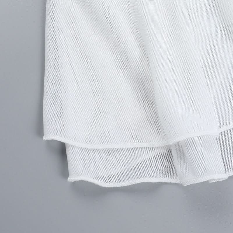 Halter self tie ruched mesh solid top  | Festival Outfits Women