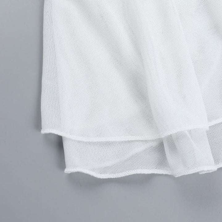 Halter self tie ruched mesh solid top  | Festival Outfits Women