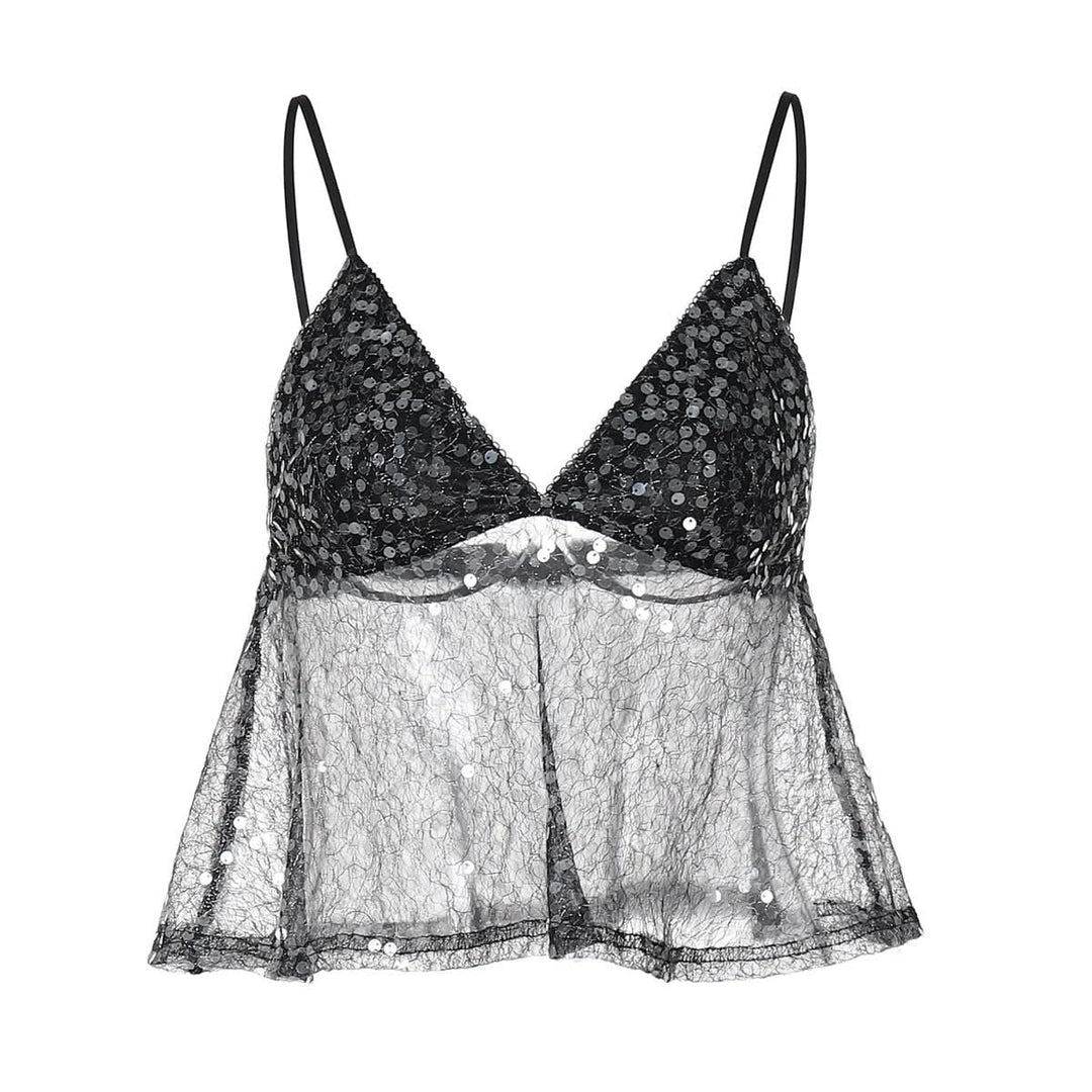Glitter v neck backless cami top  | Festival Outfits Women