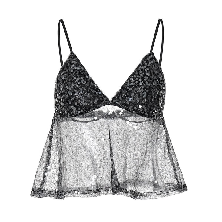 Glitter v neck backless cami top  | Festival Outfits Women