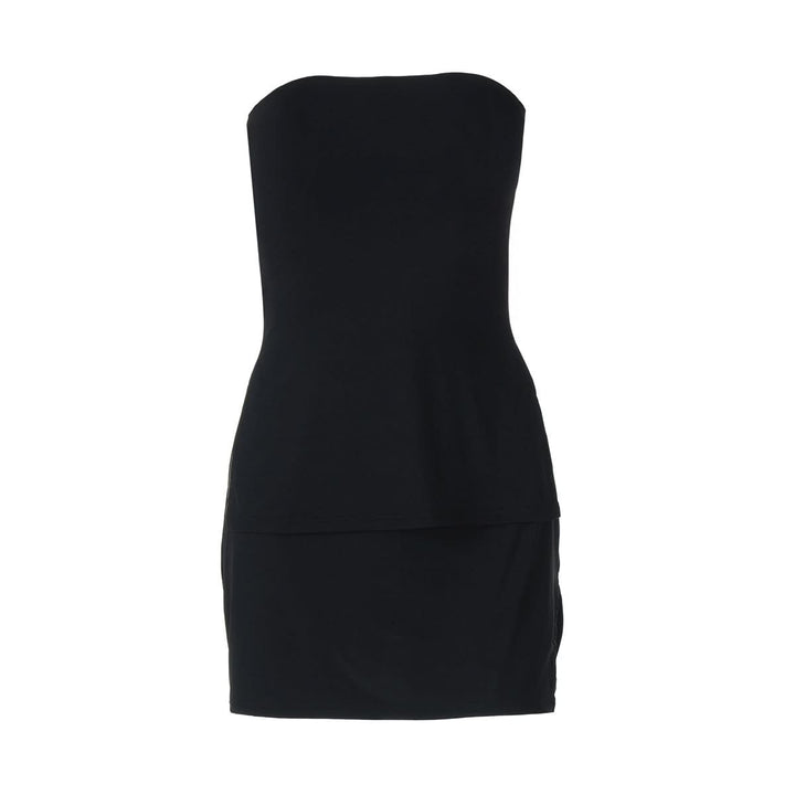 Slit irregular backless solid tube mini skirt set  | Festival Outfits Women