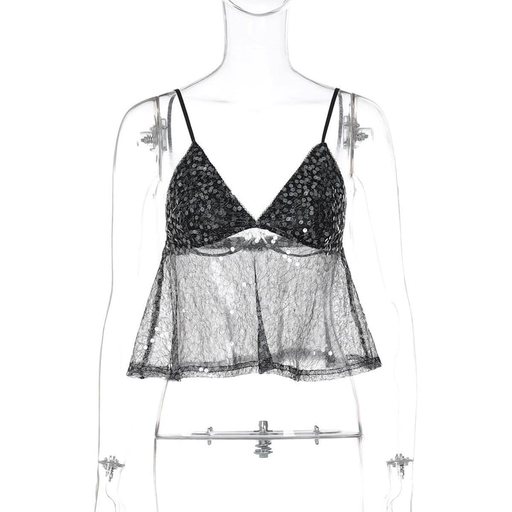 Glitter v neck backless cami top  | Festival Outfits Women