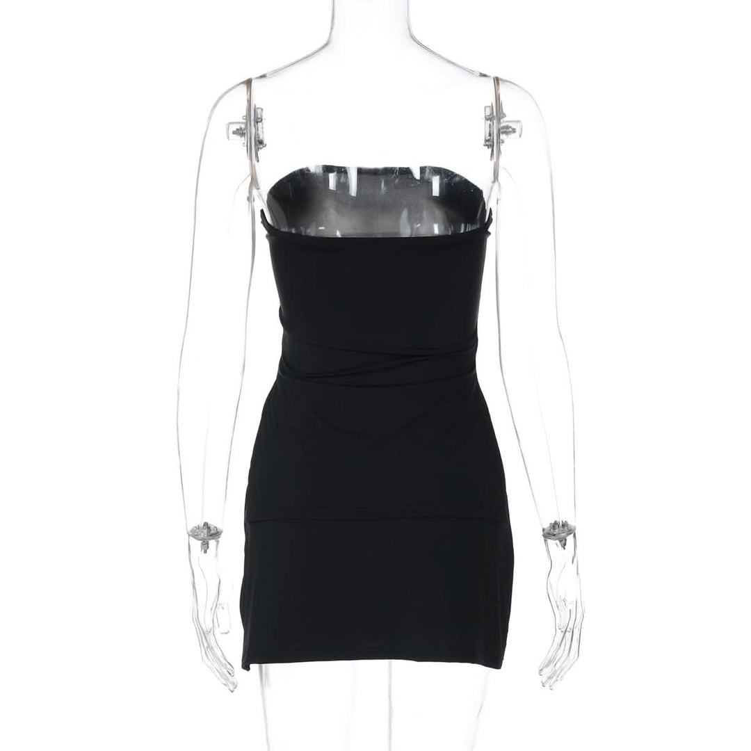 Slit irregular backless solid tube mini skirt set  | Festival Outfits Women