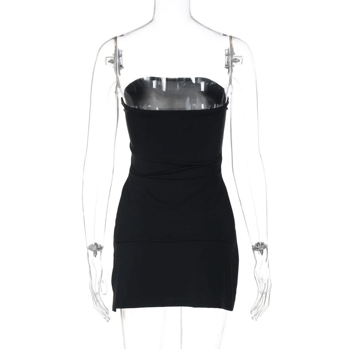 Slit irregular backless solid tube mini skirt set  | Festival Outfits Women